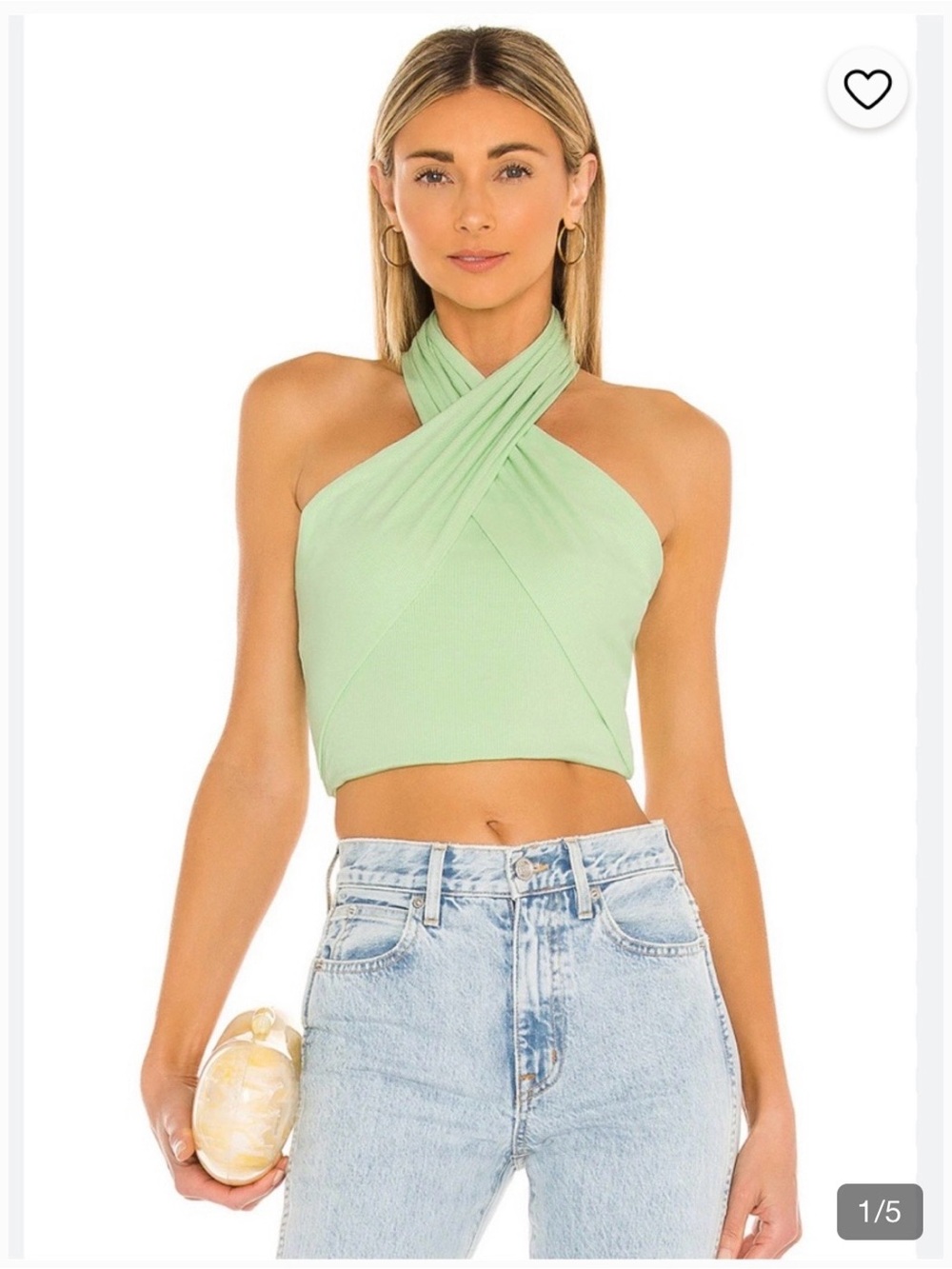 *can’t ship until 05/16* superdown Mint Cross-Halter Crop Top